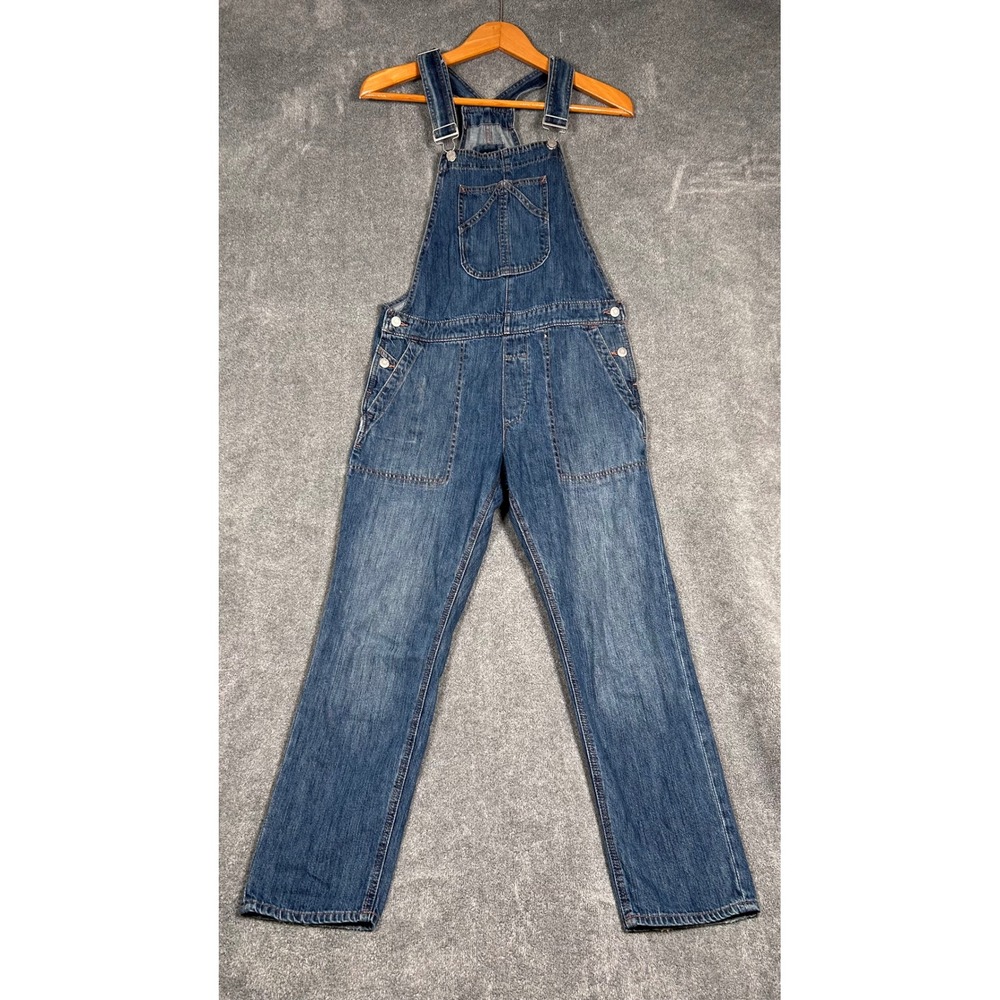 Gap Denim Overalls Womens Small Medium Wash Blue Cotton Straight Leg Bib 1166
